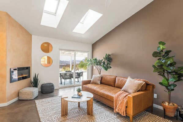 Smart TV, fireplace, video games, books