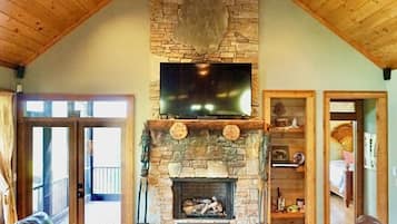 Smart TV, fireplace, DVD player, foosball