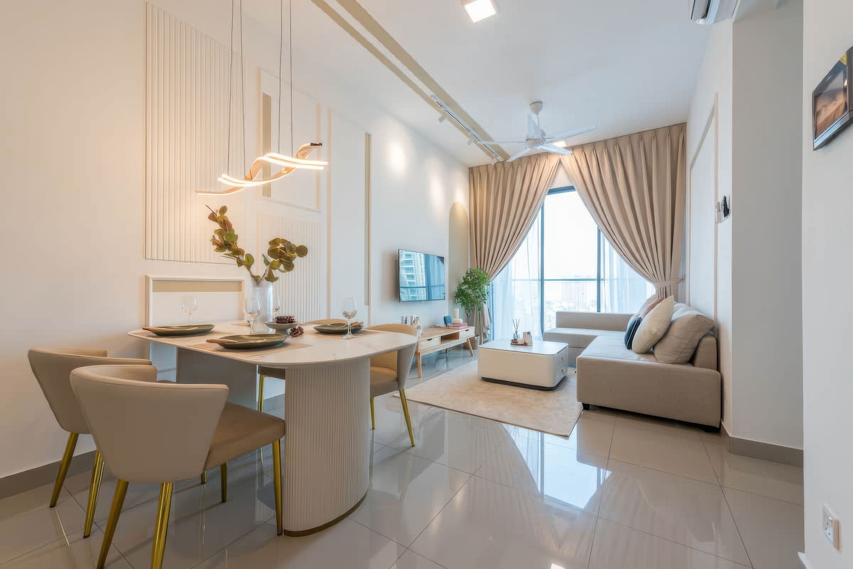 Superior Apartment, 3 Bedrooms, Balcony, City View | Living area | 35-inch TV with cable channels