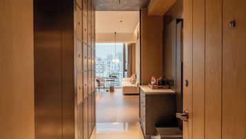 Minibar, desk, blackout drapes, iron/ironing board