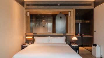 Minibar, desk, blackout drapes, iron/ironing board