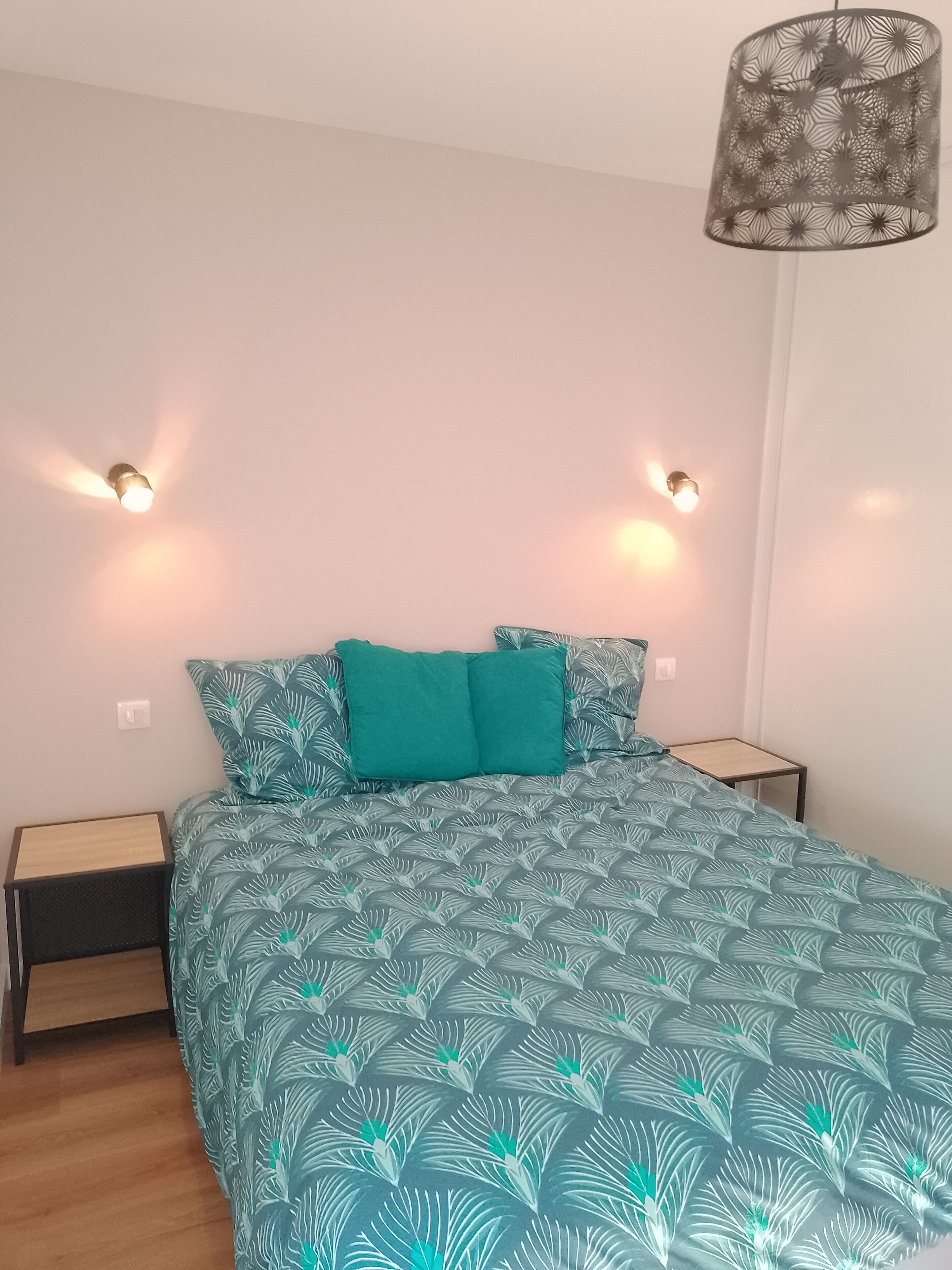 1 bedroom, desk, iron/ironing board, travel cot