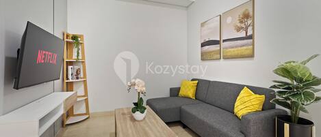 Apartment, 1 Bedroom, City View | Living area | Smart TV, Netflix, streaming services