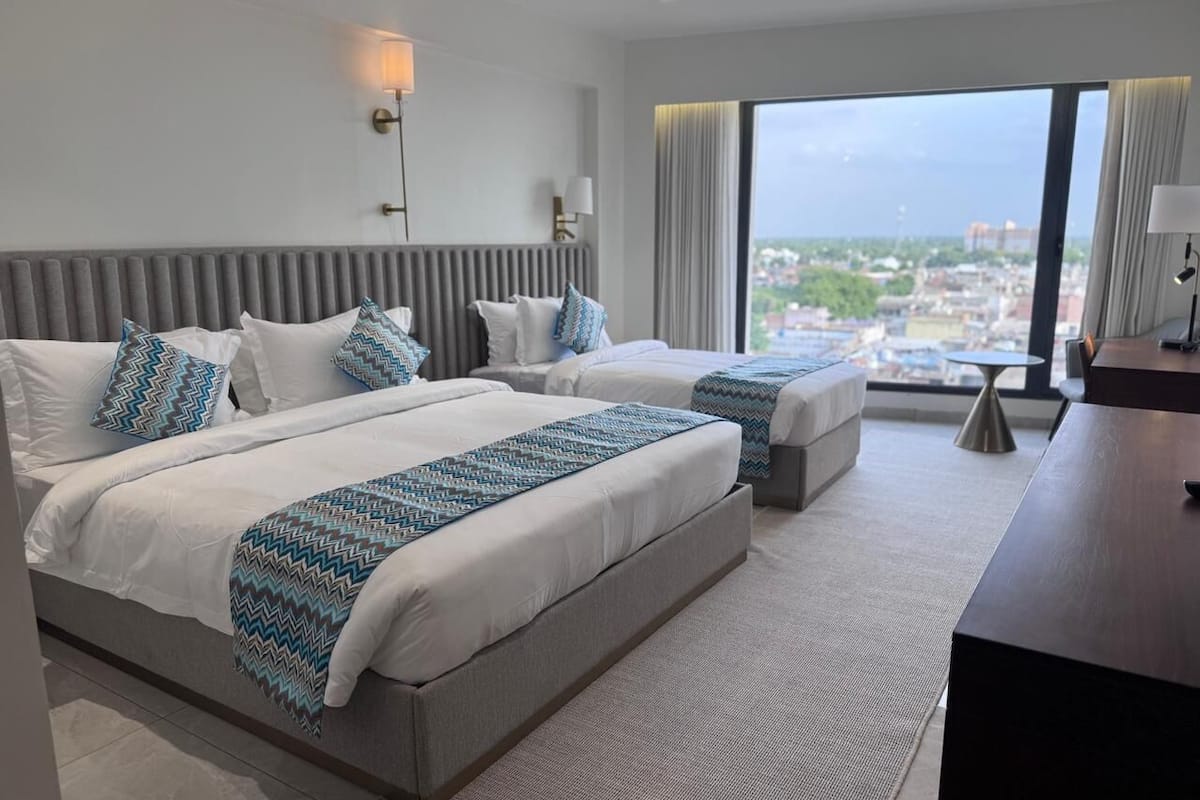 Family Double or Twin Room, City View | Desk, laptop workspace, free WiFi