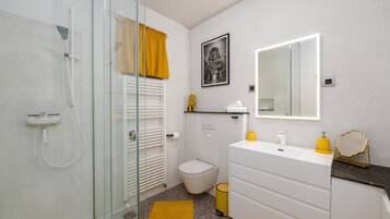 Bathroom | Shower, hair dryer, towels, soap