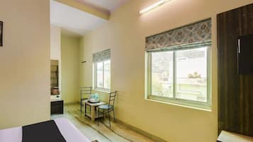 Desk, laptop workspace, blackout drapes, free WiFi