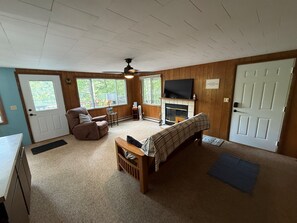 Smart TV, fireplace, video games, books