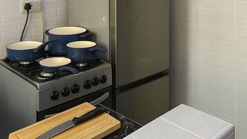 Fridge, microwave, oven, electric kettle
