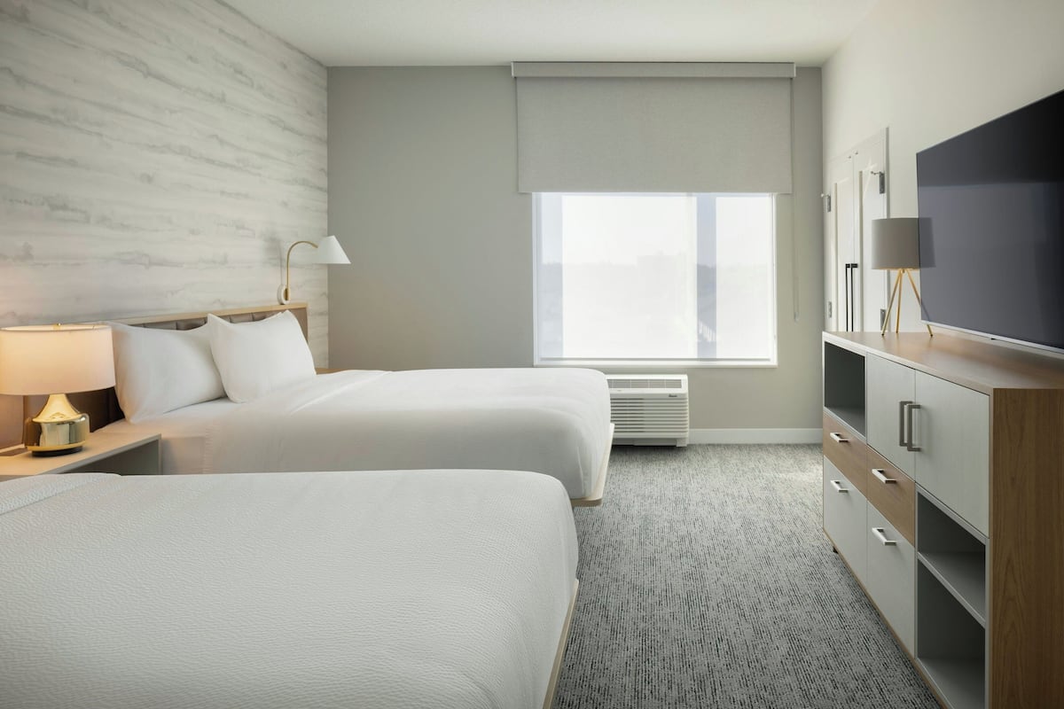 Hypo-allergenic bedding, desk, laptop workspace, iron/ironing board