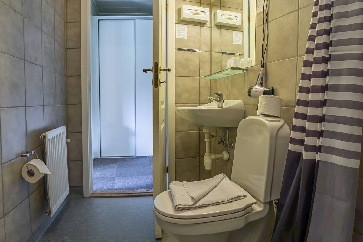 standard double or twin room | bathroom | shower, eco-friendly toiletries, hair dryer, towels