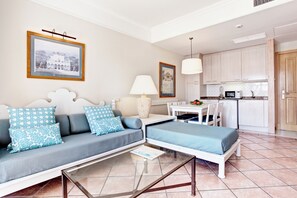 Fridge, microwave, stovetop, electric kettle