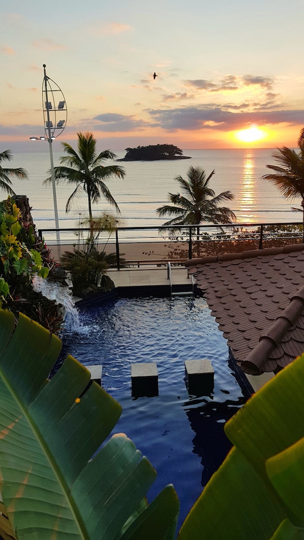 Indoor pool, outdoor pool, sun loungers