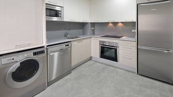 Frigorífic gran, microones, placa de cuina i rentaplats