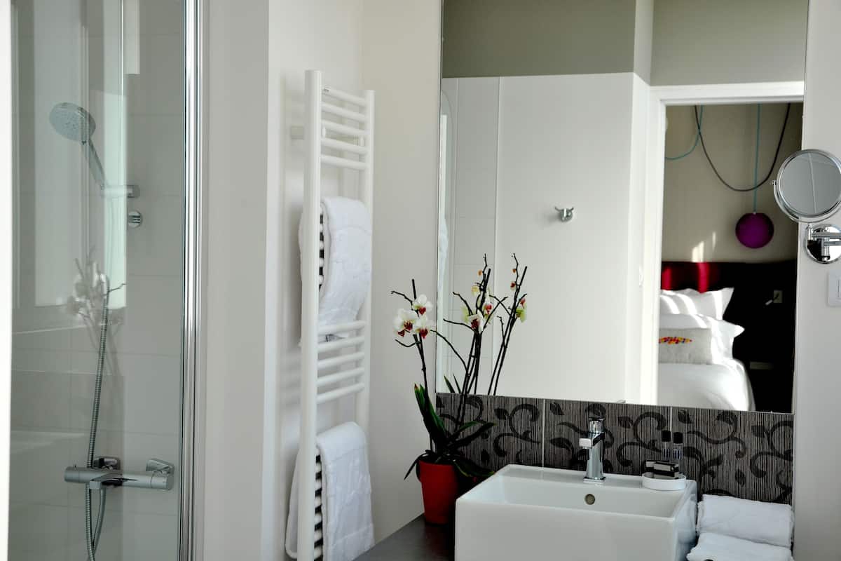 free toiletries, hair dryer, towels, soap