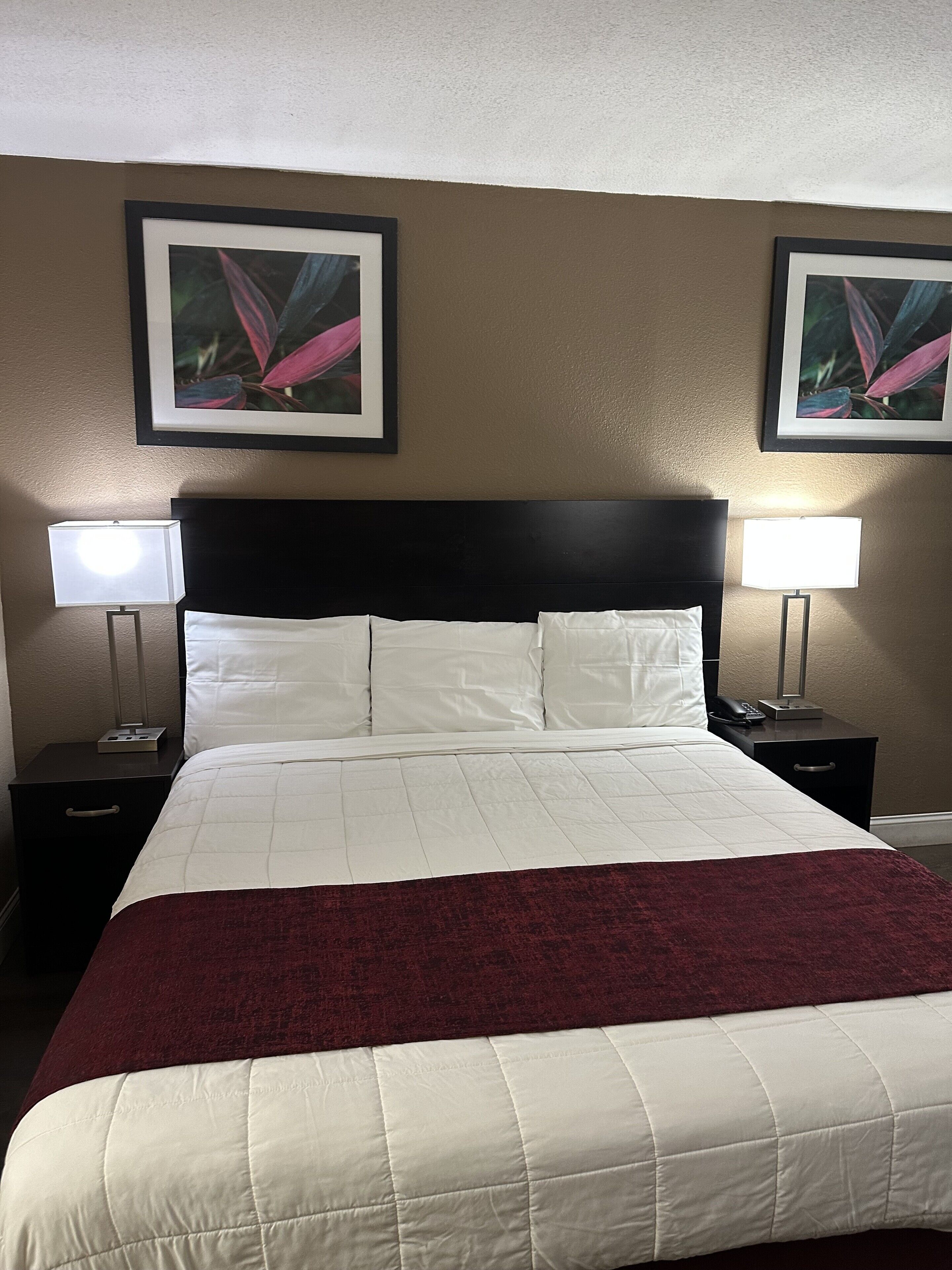 Desk, free WiFi, bed sheets