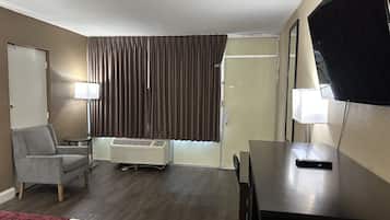 Desk, free WiFi, bed sheets