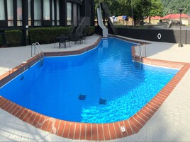 Seasonal outdoor pool, open 9 AM to 9 PM, sun loungers