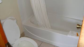 Bañera con ducha, artículos de tocador gratuitos, secador de pelo