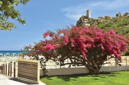 Plage privée, chaise longue, parasol, serviettes de plage