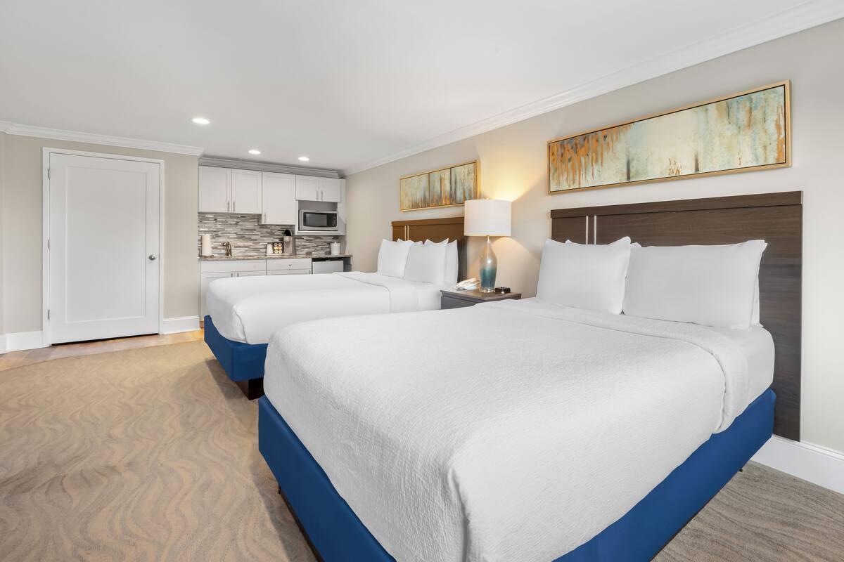 Studio, 2 Queen Beds | Desk, iron/ironing board, free WiFi, alarm clocks