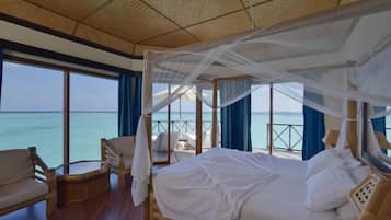 Bungalow, Overwater | 1 bedroom, Egyptian cotton sheets, premium bedding, minibar