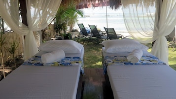 Couples treatment rooms, beach massages, manicures and pedicures