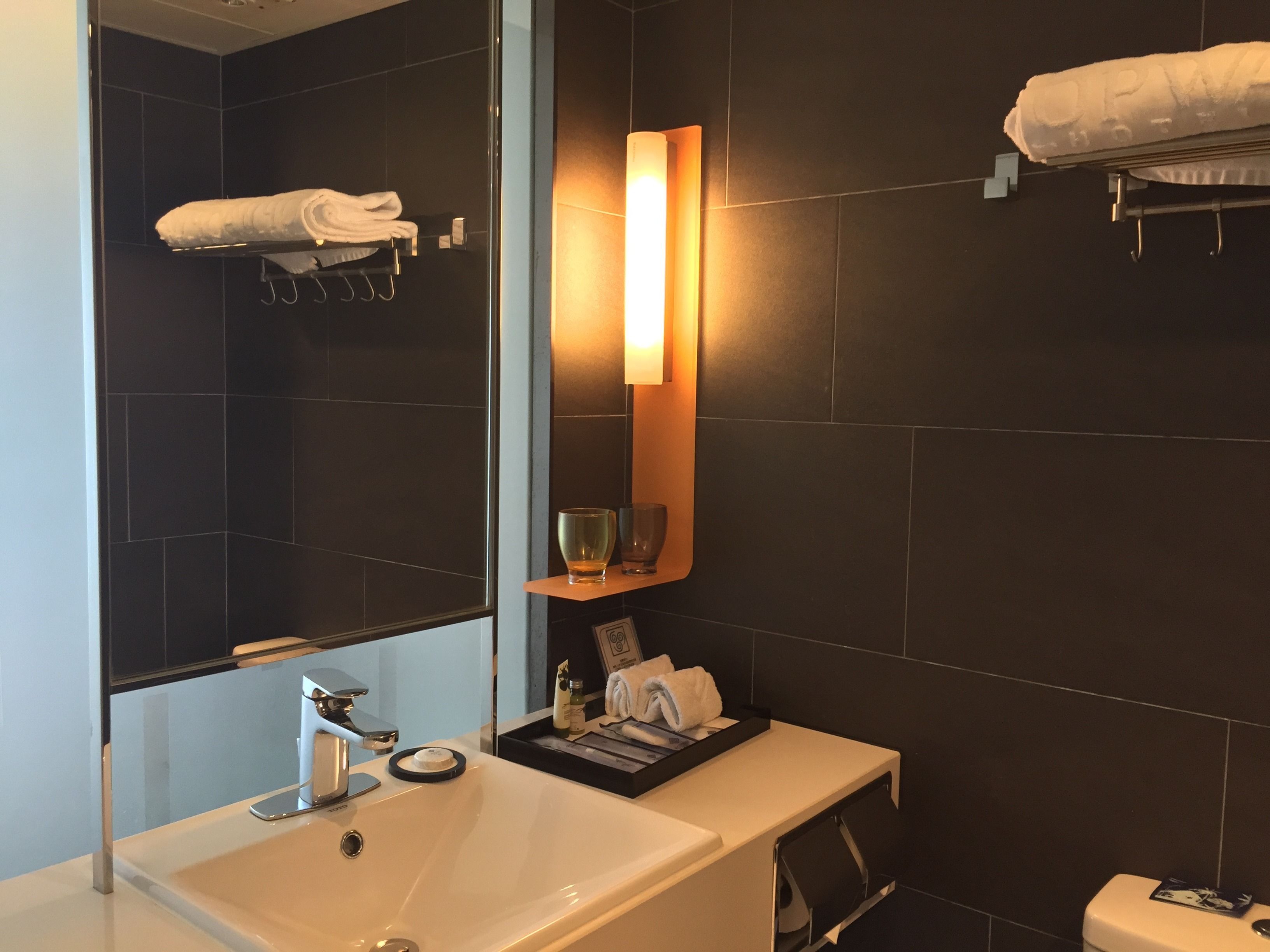 free toiletries, hair dryer, slippers, towels