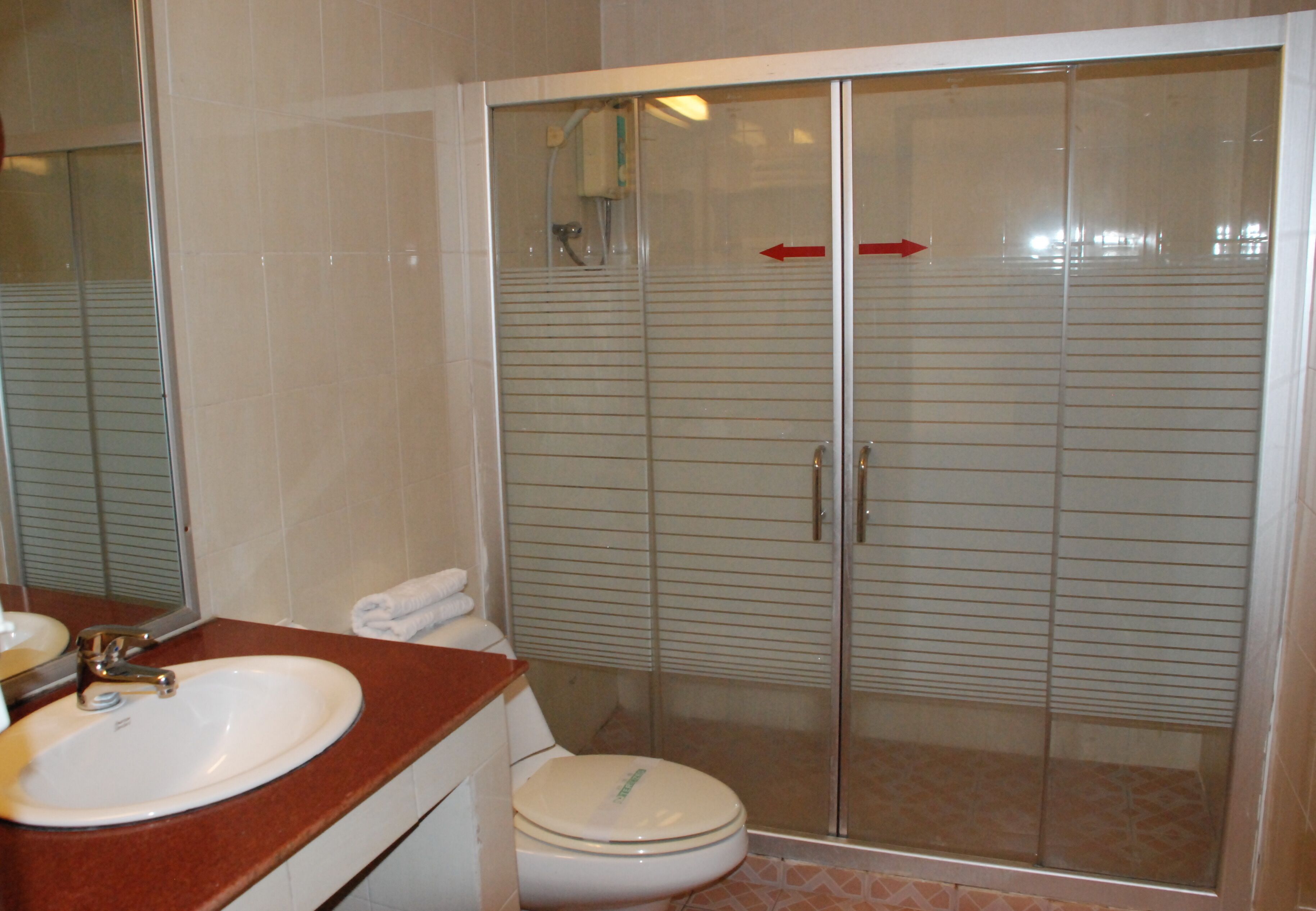 free toiletries, slippers, towels