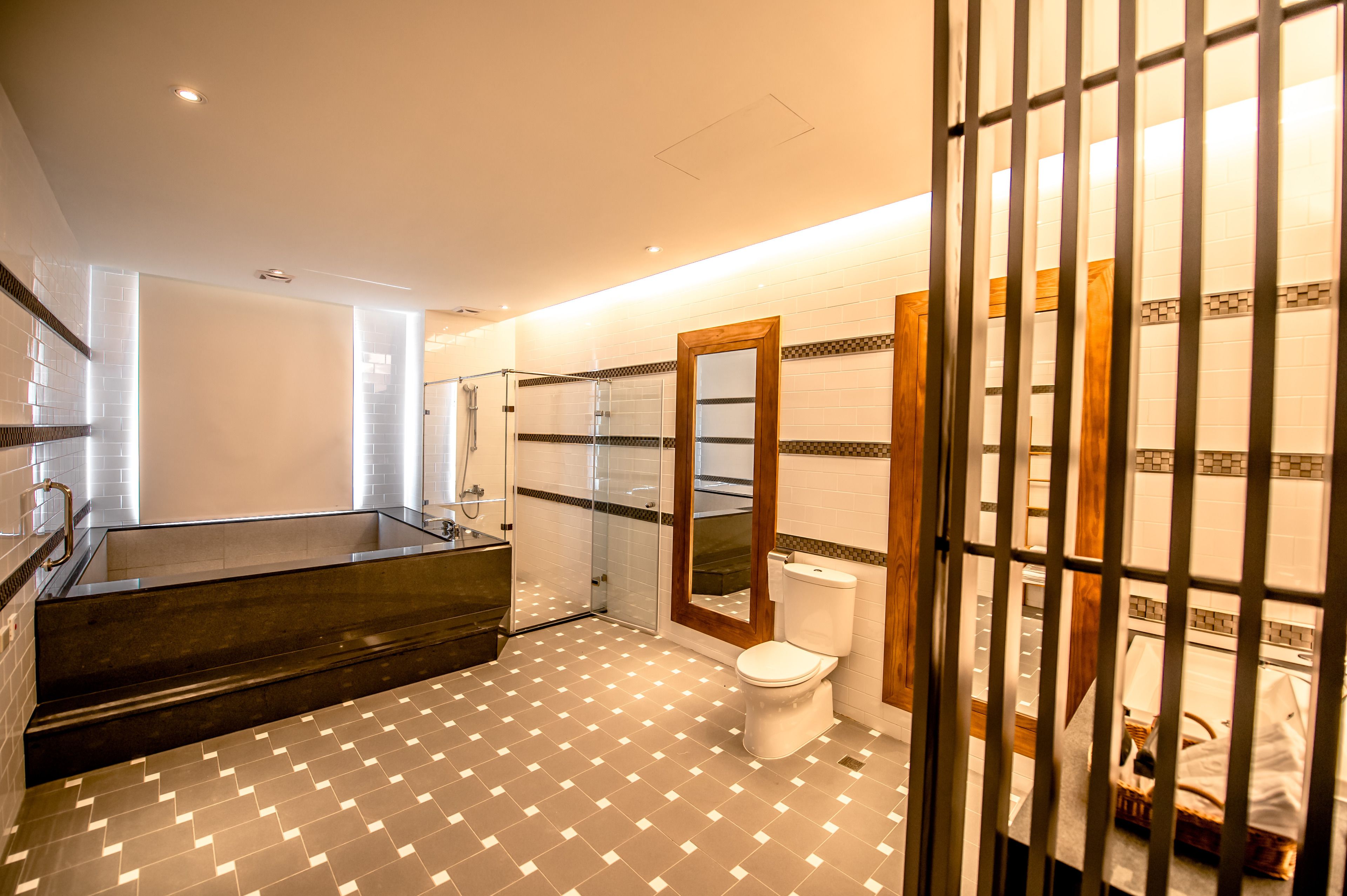 royal suite, 1 bedroom, patio, tower | bathroom | separate bathtub and shower, spring water bathtub, rainfall showerhead