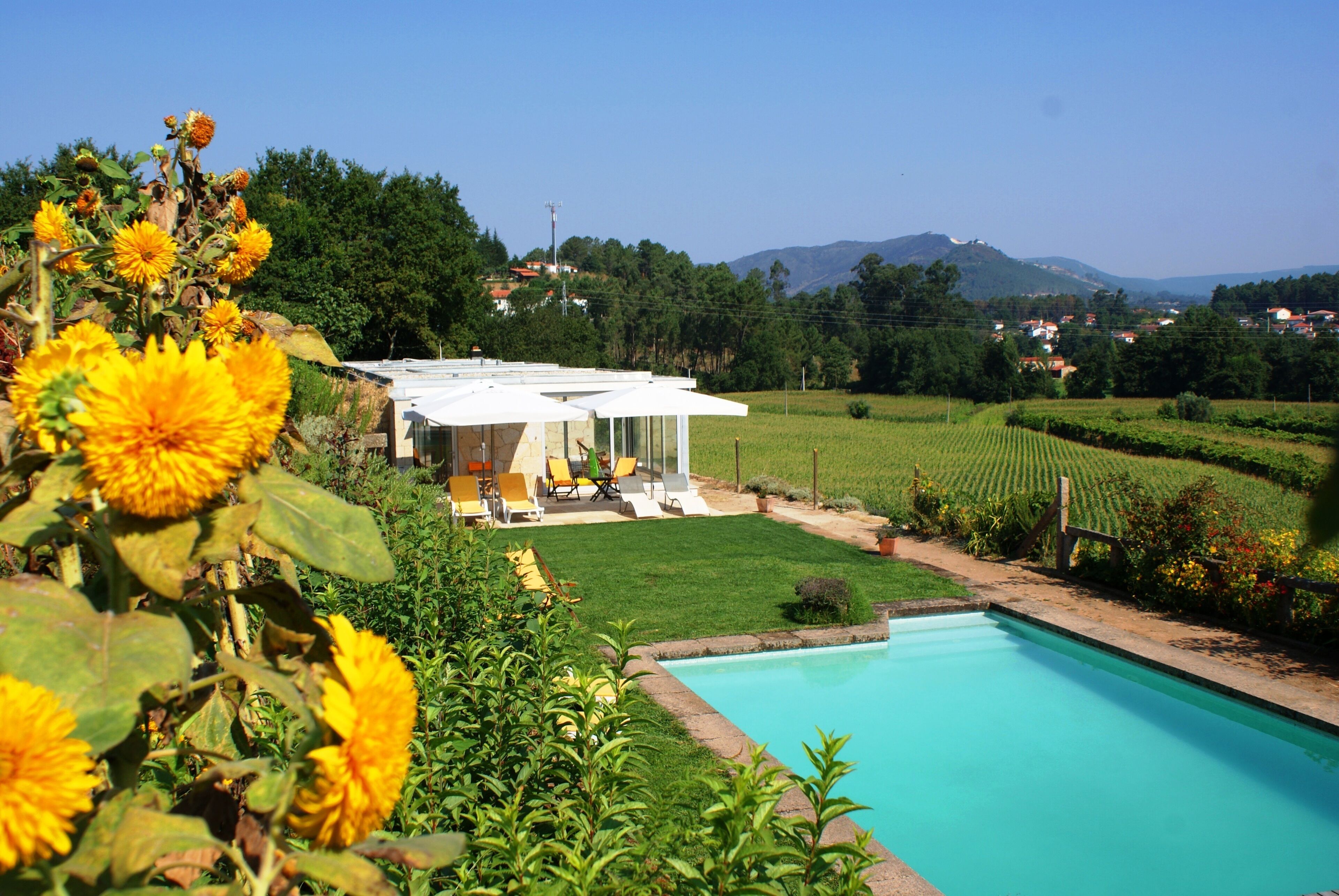 Εποχική εξωτερική πισίνα, ξαπλώστρες