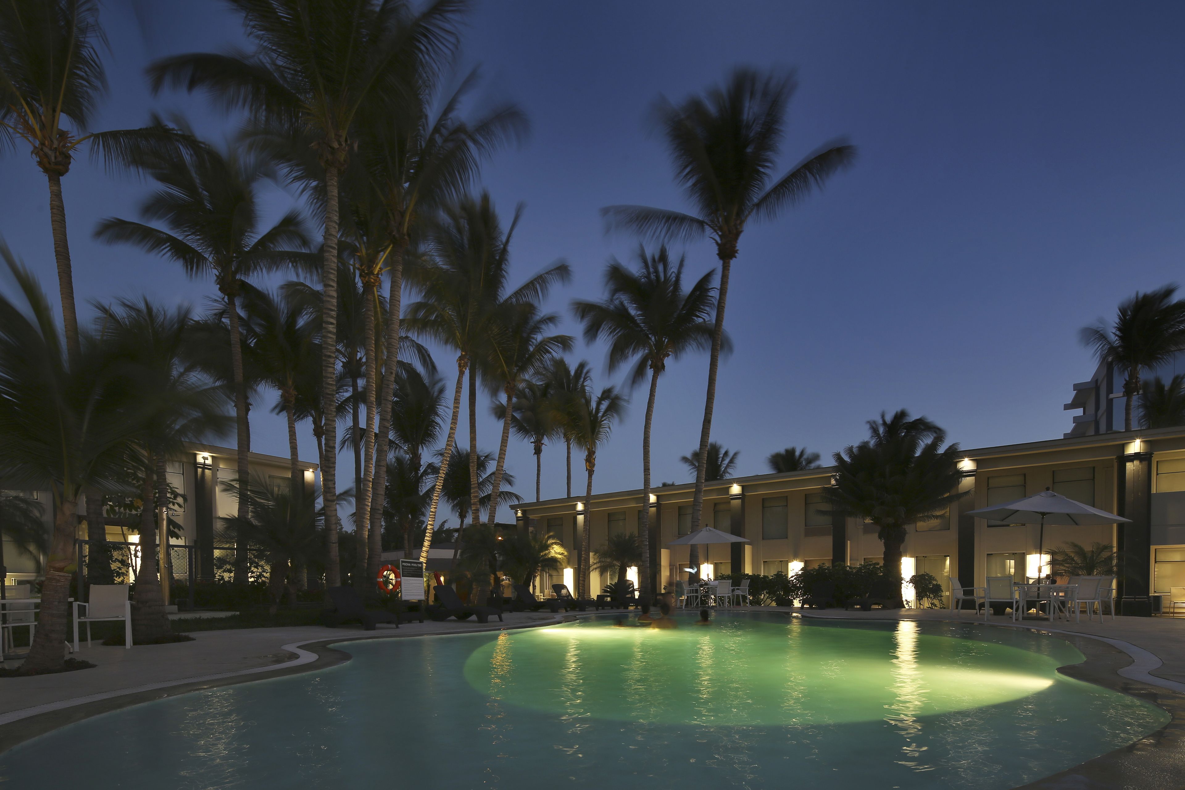 Outdoor pool, sun loungers