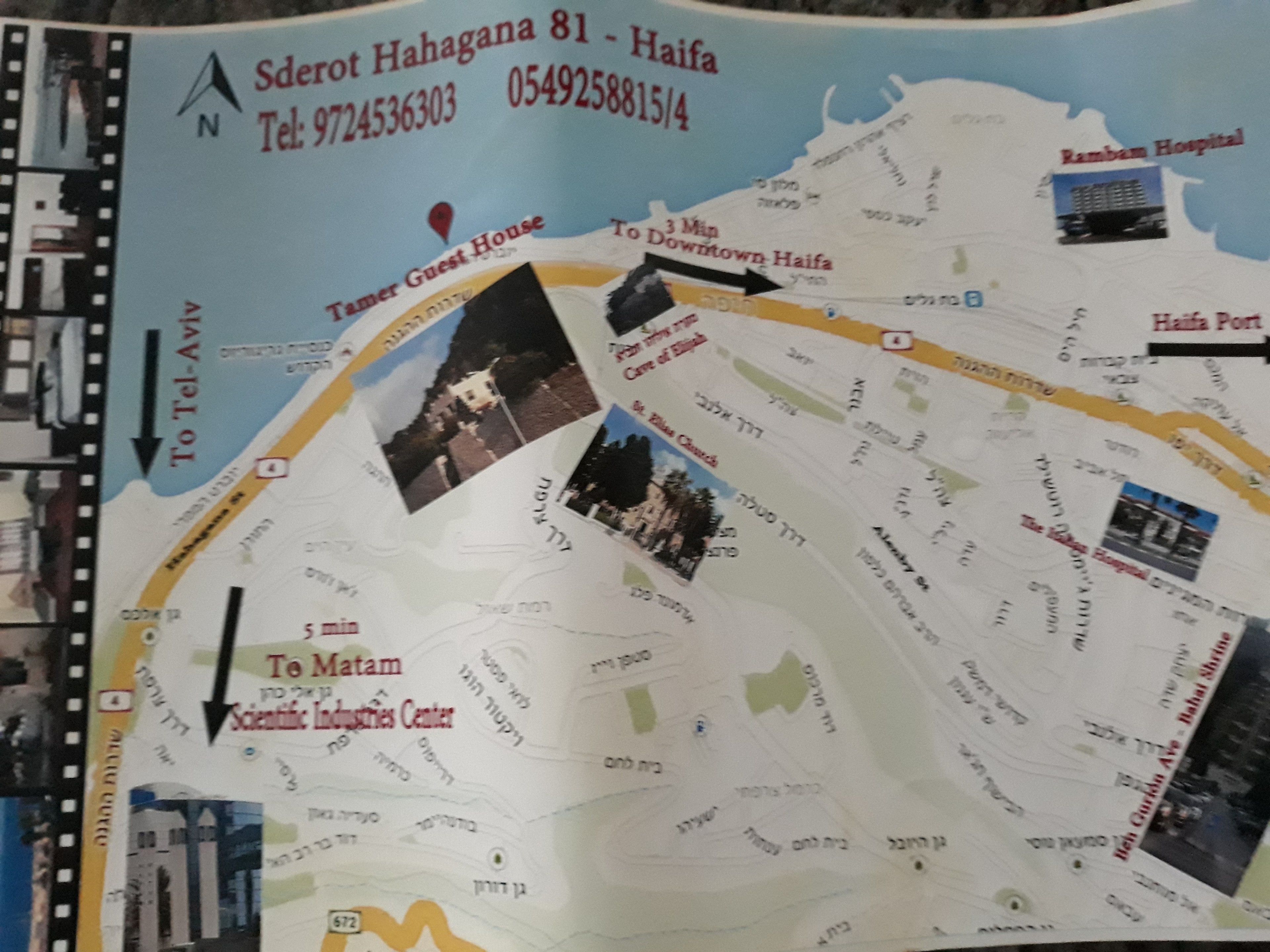 A map with landmarks and directions.