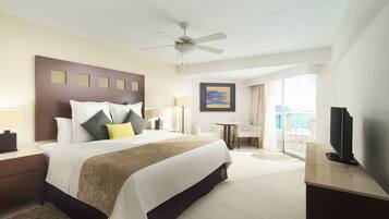 Camera Deluxe, fronte oceano (Elite) | Biancheria da letto di alta qualità, una cassaforte in camera