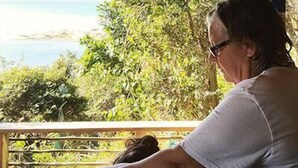 A person receiving a massage on a wooden deck with a view of the ocean and greenery. - Buccaneers Backpackers (Great Kei)