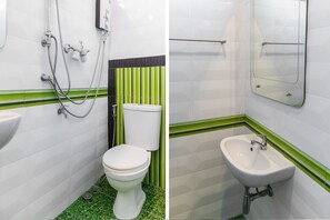 Ducha, toallas, jabón, shampoo