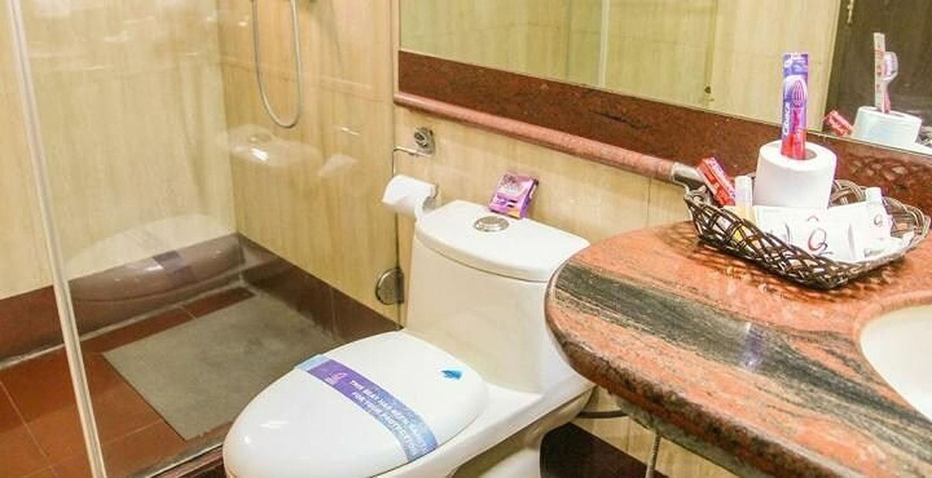 super deluxe | bathroom | shower, free toiletries, hair dryer, slippers