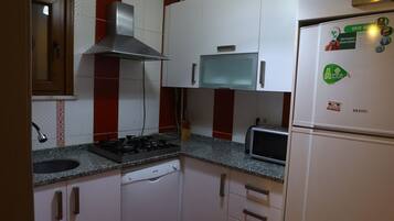 Family Apartment, Balcony | Private kitchen | Mini-fridge, cookware/dishes/utensils, cleaning supplies