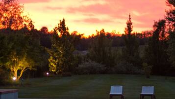 Seasonal outdoor pool, pool umbrellas, pool loungers