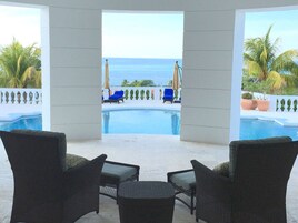 Outdoor pool, sun loungers