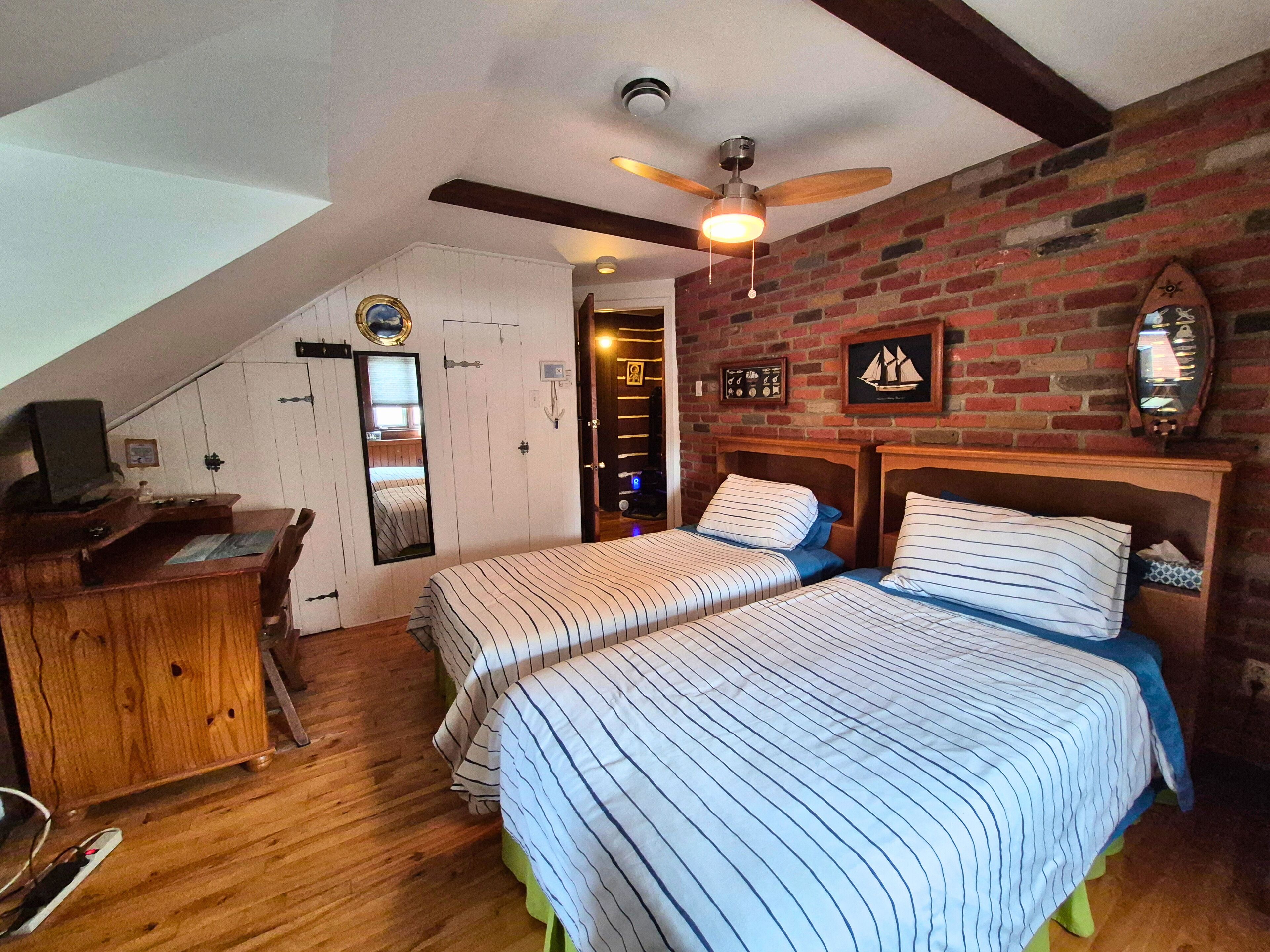 Family Twin Room, 2 Twin Beds, Shared Bathroom, Park View (La Rêverie) | Premium bedding, Select Comfort beds, individually decorated