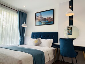 Studio Suite có tầm nhìn toàn cảnh, bếp | Bộ đồ giường kháng dị ứng, chăn bông 