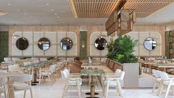 3 restaurants, breakfast, lunch, dinner served; international cuisine