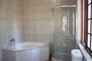 Room | Bathroom | Shower, hair dryer, towels - Maple's Guest House (Pretoria)