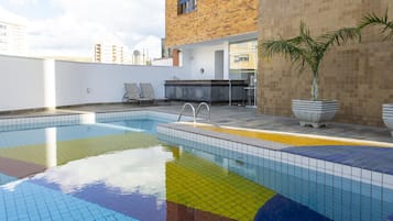 Outdoor pool, pool loungers