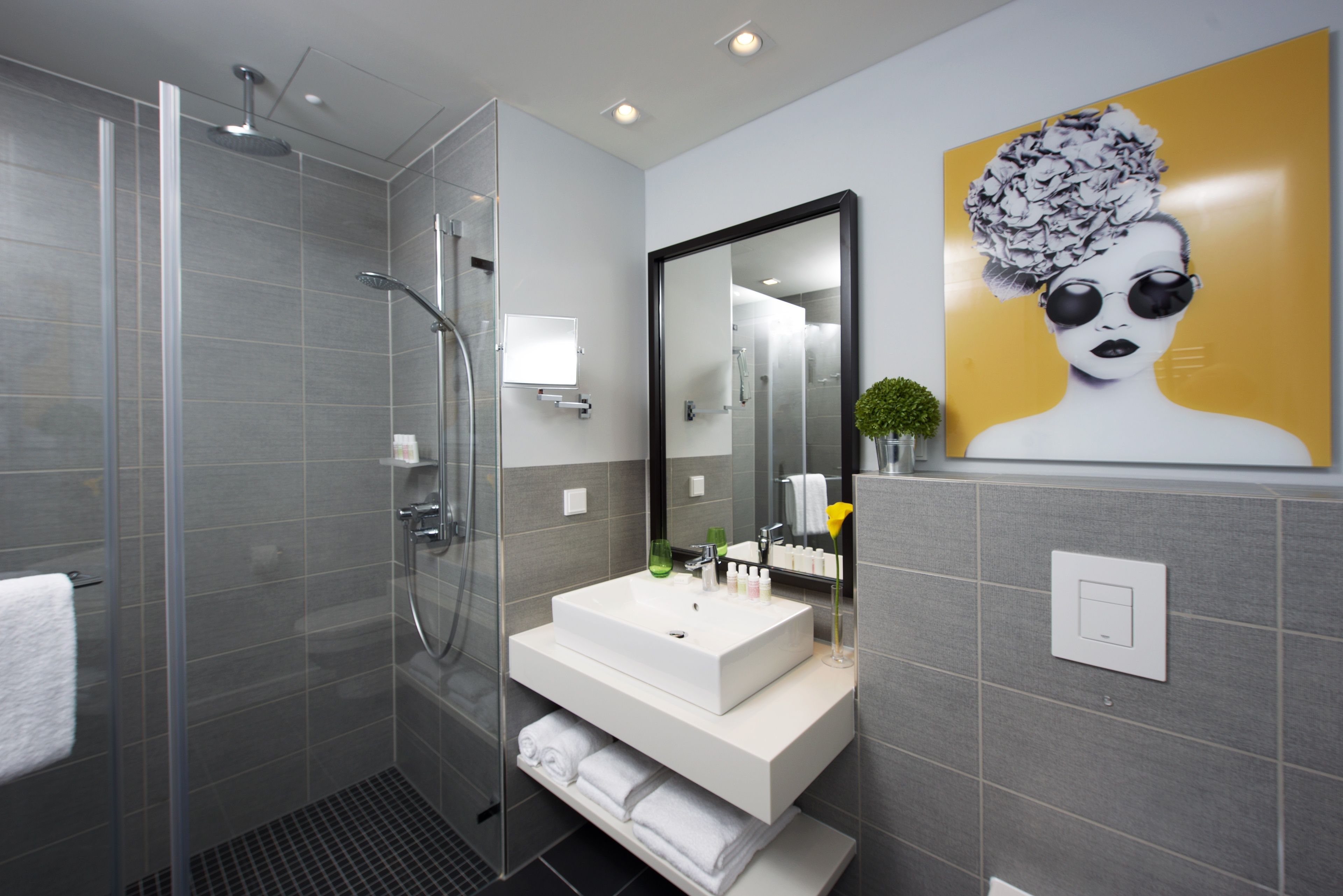 shower, eco-friendly toiletries, hair dryer, bathrobes