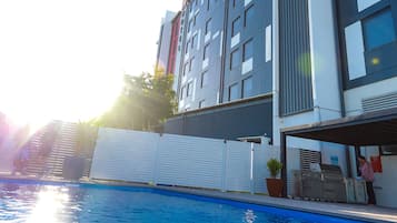 Outdoor pool, sun loungers