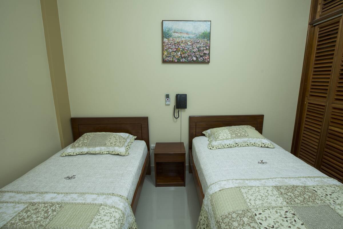 Twin Room, 2 Double Beds | Minibar, iron/ironing board (on request), free WiFi
