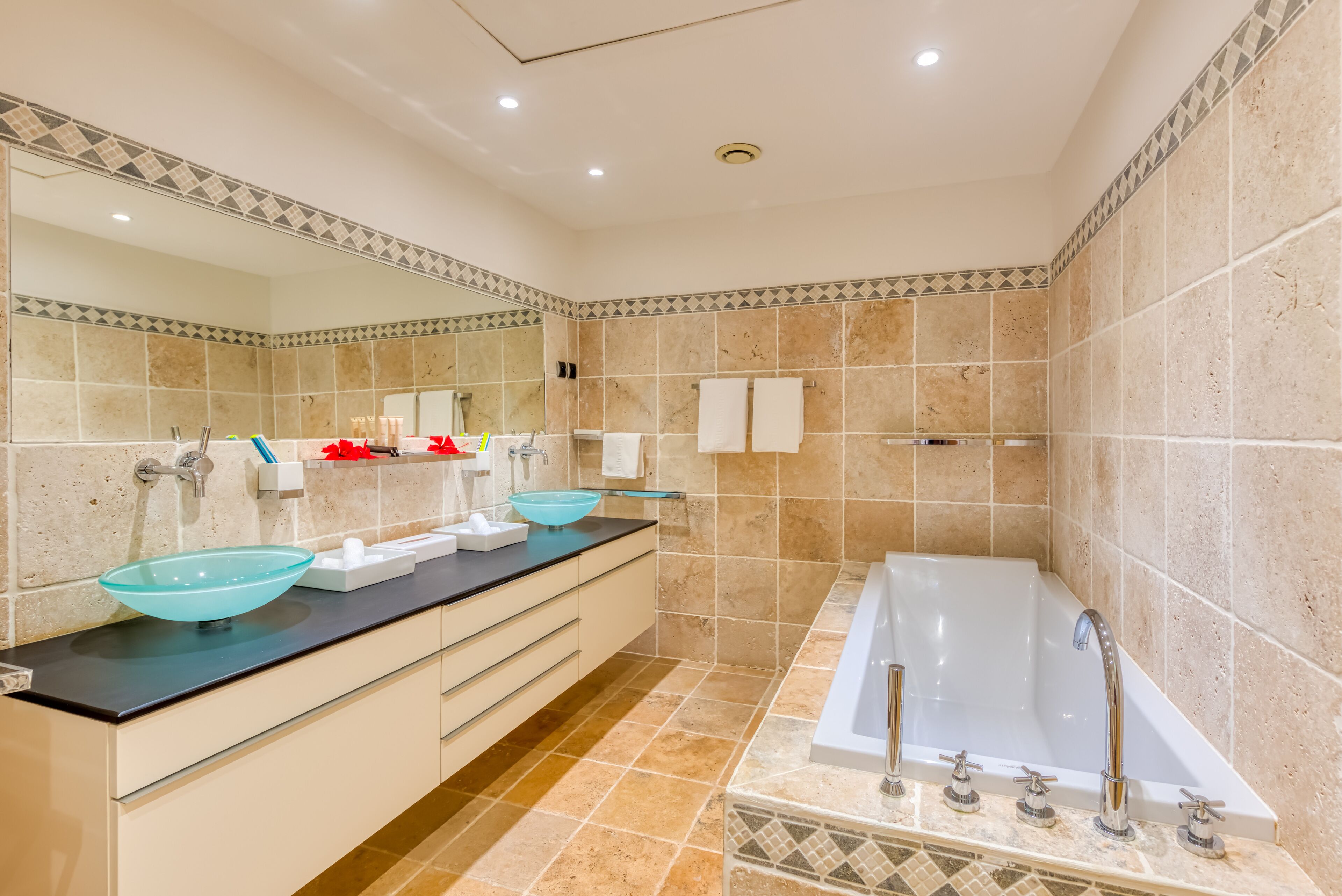 premium suite, 1 bedroom, kitchen, ocean view | bathroom | free toiletries, hair dryer, towels, soap