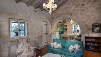 Villa, 2 Bedrooms | Living area | Flat-screen TV, fireplace