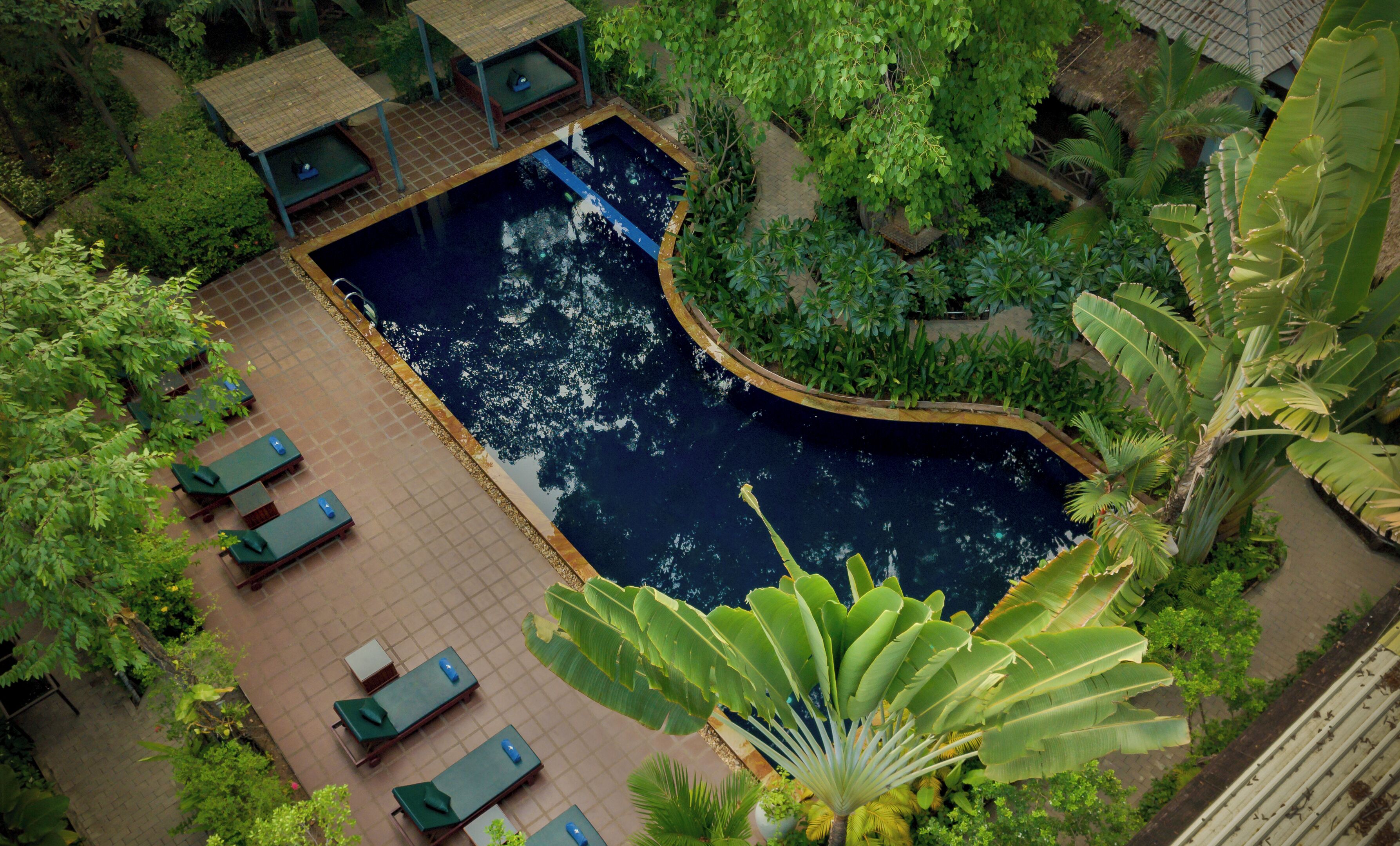 Outdoor pool, sun loungers